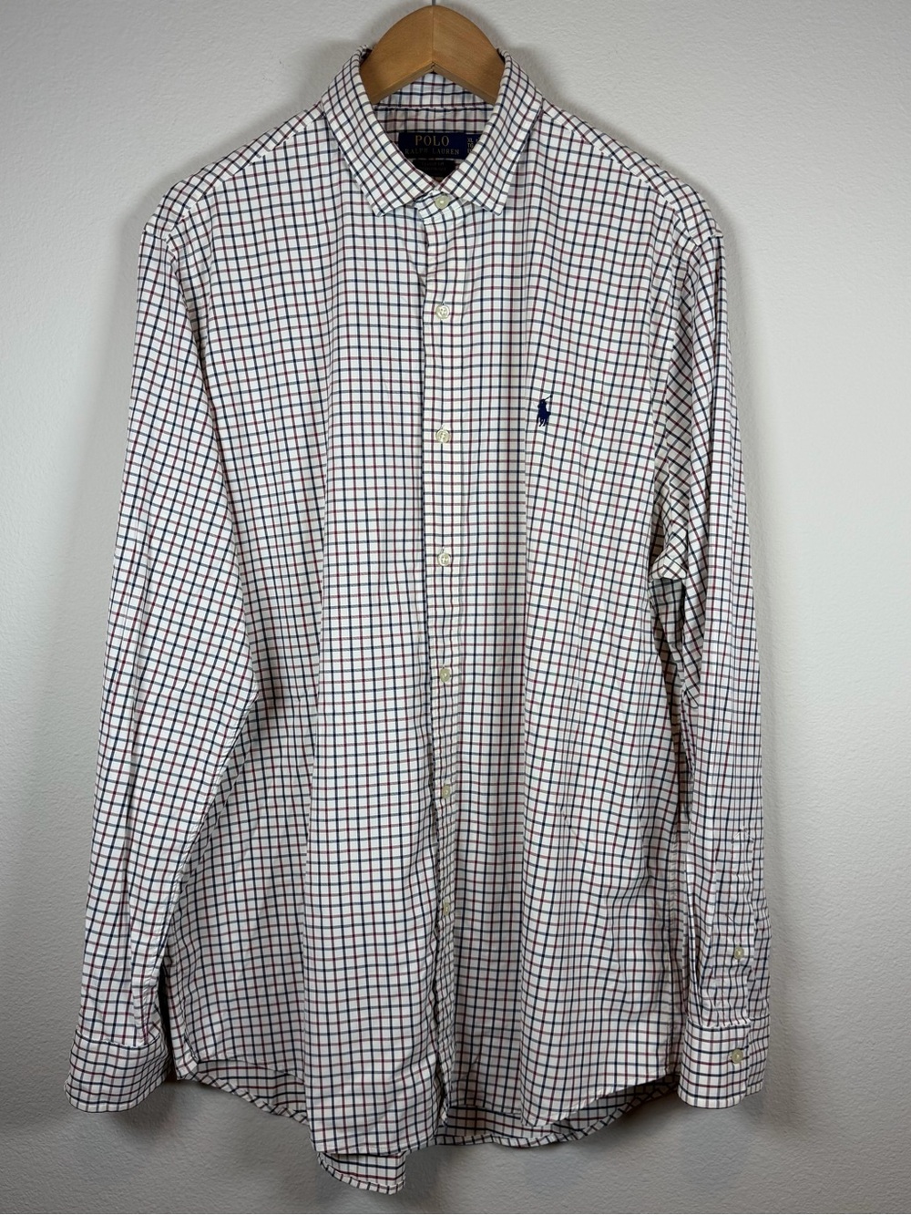 Polo Ralph Lauren Performance Classic Fit Button Down with Navy & Red Windowpane